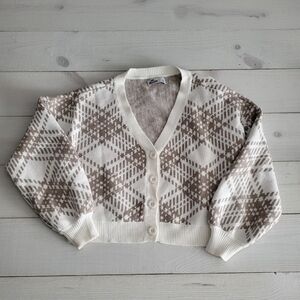 Hollister Cardigan Plaid Cropped Cotton Sweater Preppy Academia.